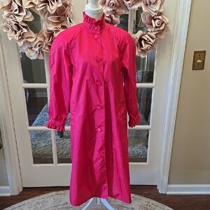 The Totes Coat Triscilla Pink Long Rain Coat All Weather Lightweight size 6P EUC